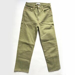 NWOT Re/Done High Rise Pipe Sage Olive Straight Leg Jeans 25